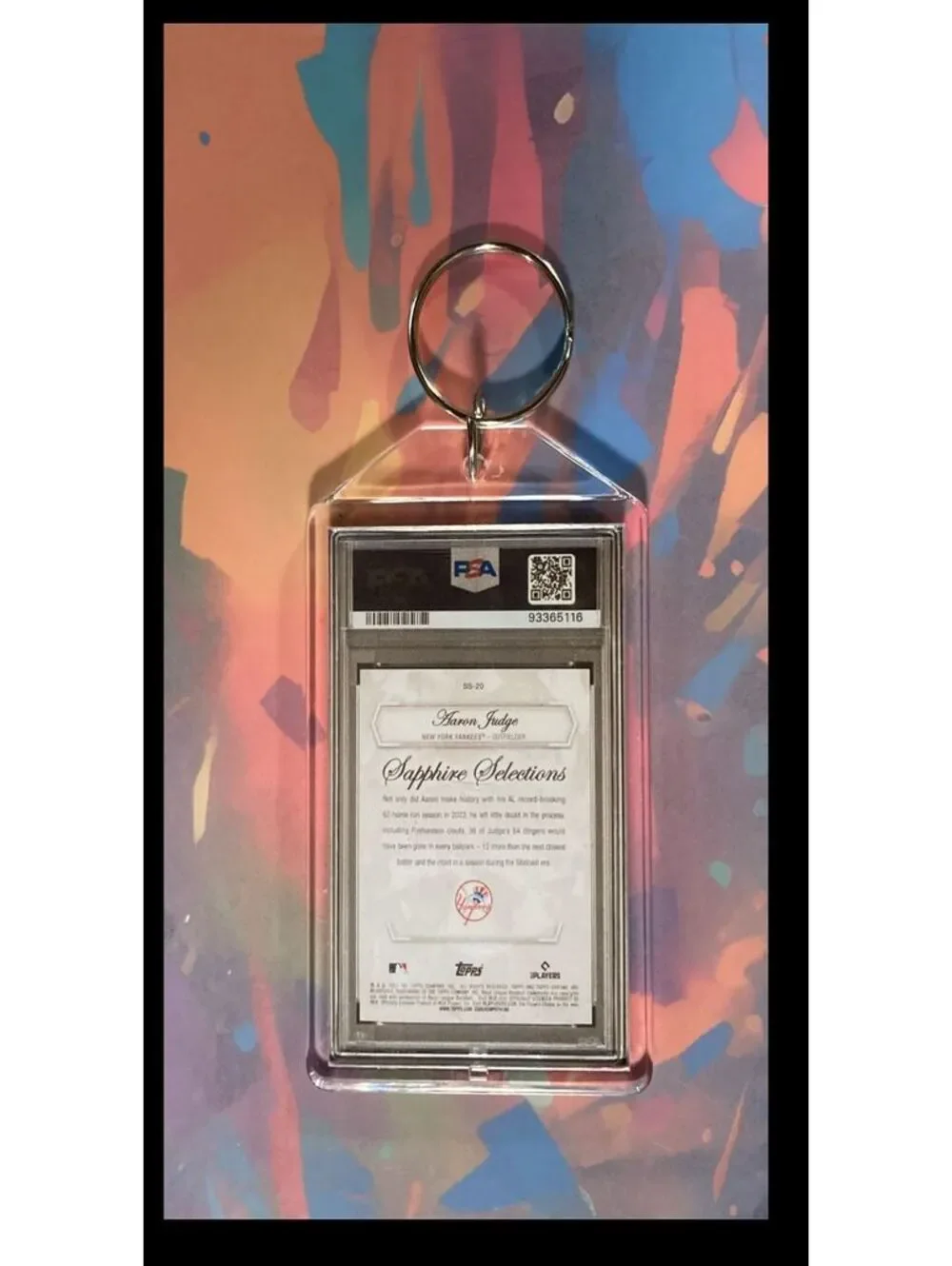 3047 Aaron Judge 2023 Topps Sapphire SuperFractor Custom Keychain